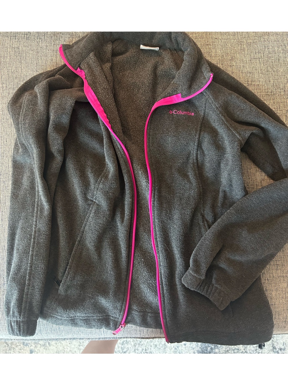 Columbia Women's Gray Fleece Jacket with Pink Trim